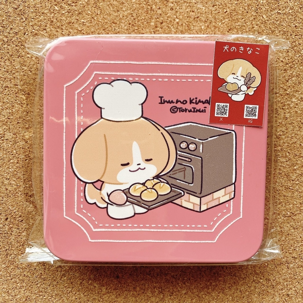 【スクエア缶ケース】犬のきなこ