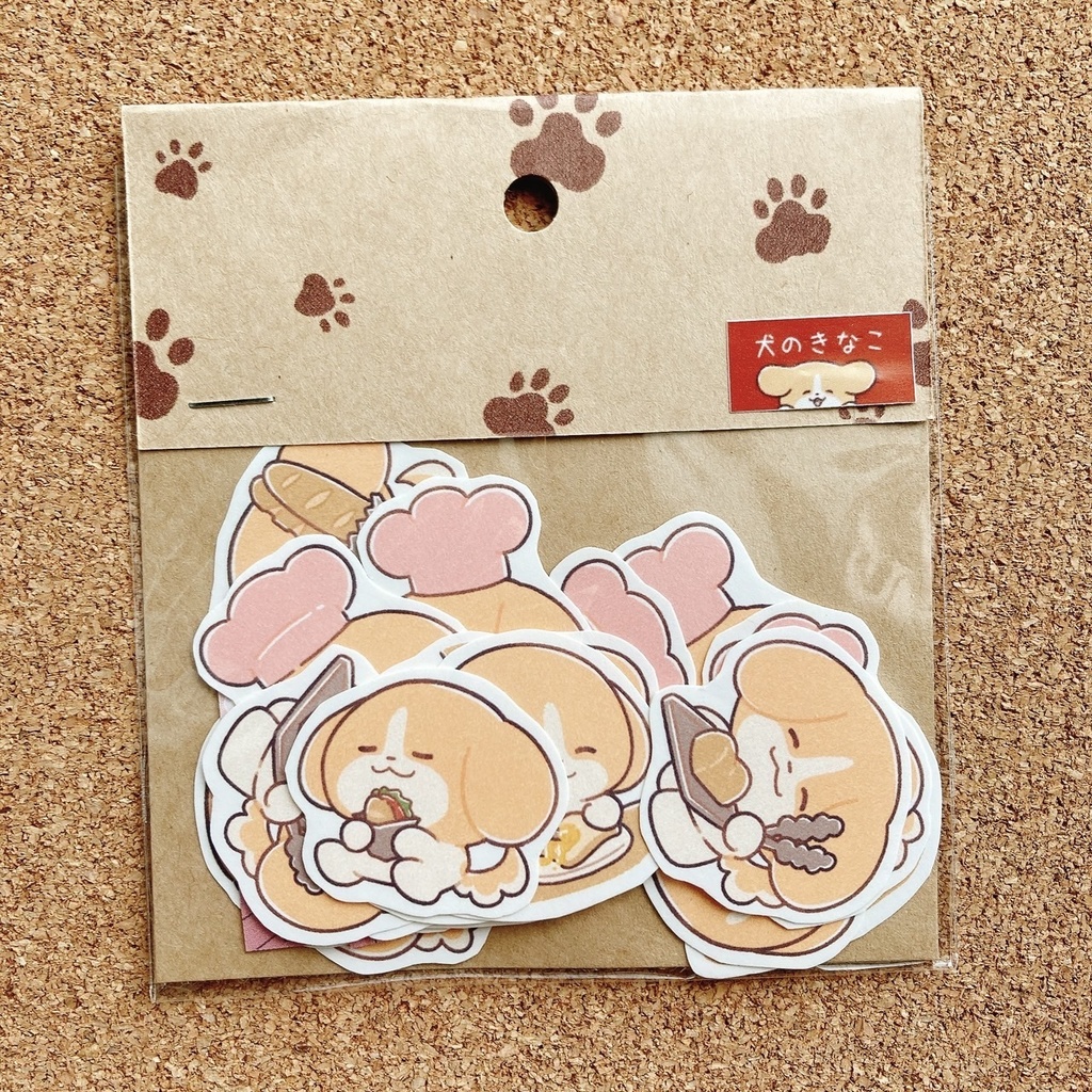 【フレークシール】犬のきなこ（パンがすき）