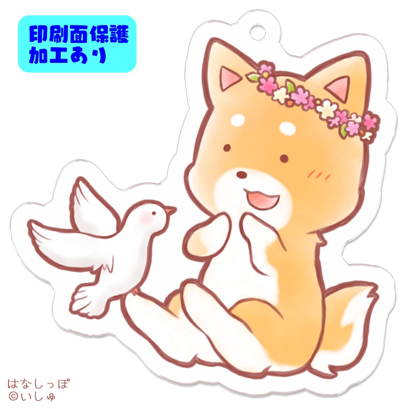 受注販売◆アクキー ルナくんと白い鳥さん(印刷面保護加工あり)