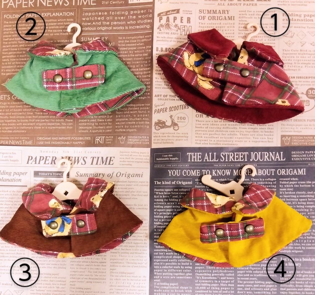 おてのりぬい用ケープ(クラシカルモダン・ベアチェック柄/レッドブラウン)