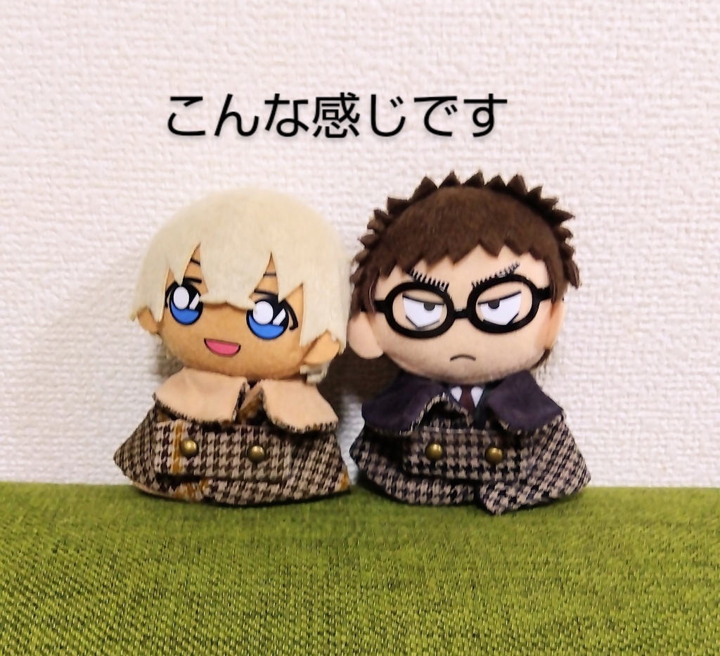 10センチぬい用マント(コーデュロイのチェック柄/グレー・ベージュ)