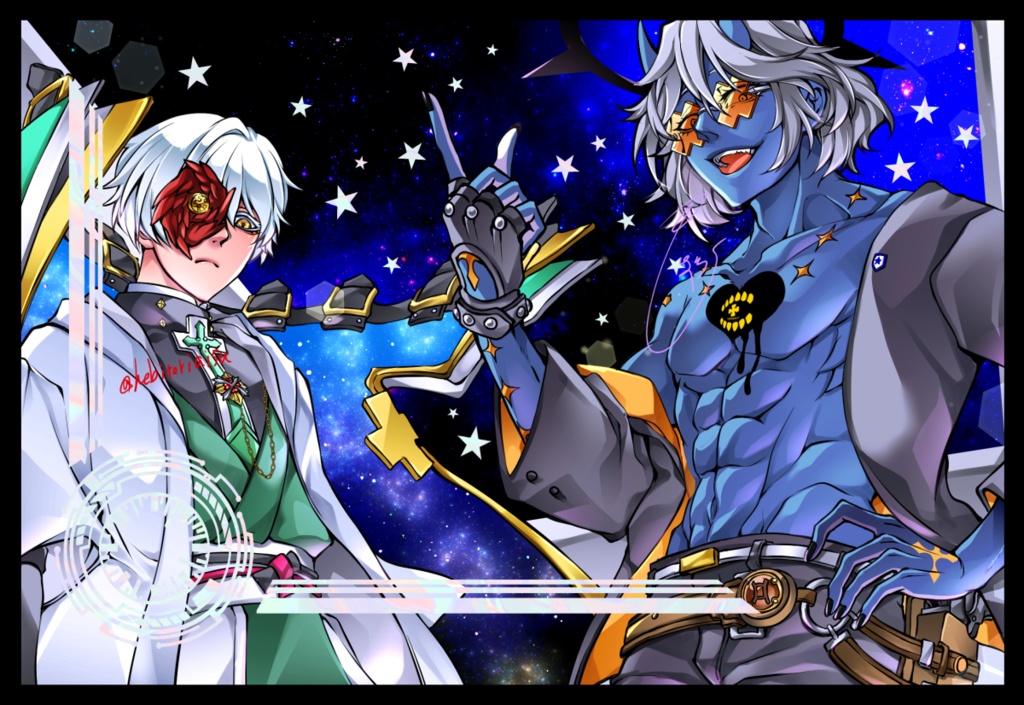 オーロラ箔押しポストカード【ケイオス＆飛鳥】