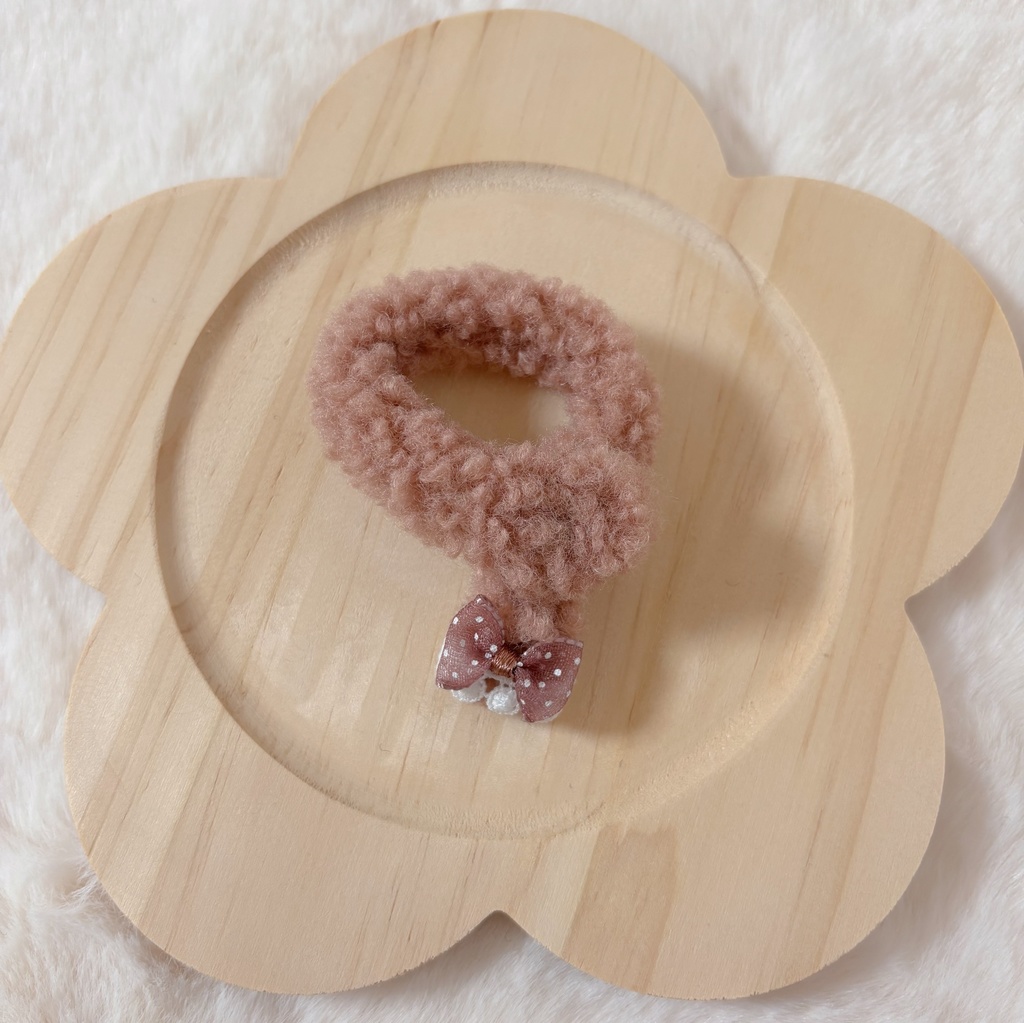 もこもこマフラー【ピンク×水玉リボン】