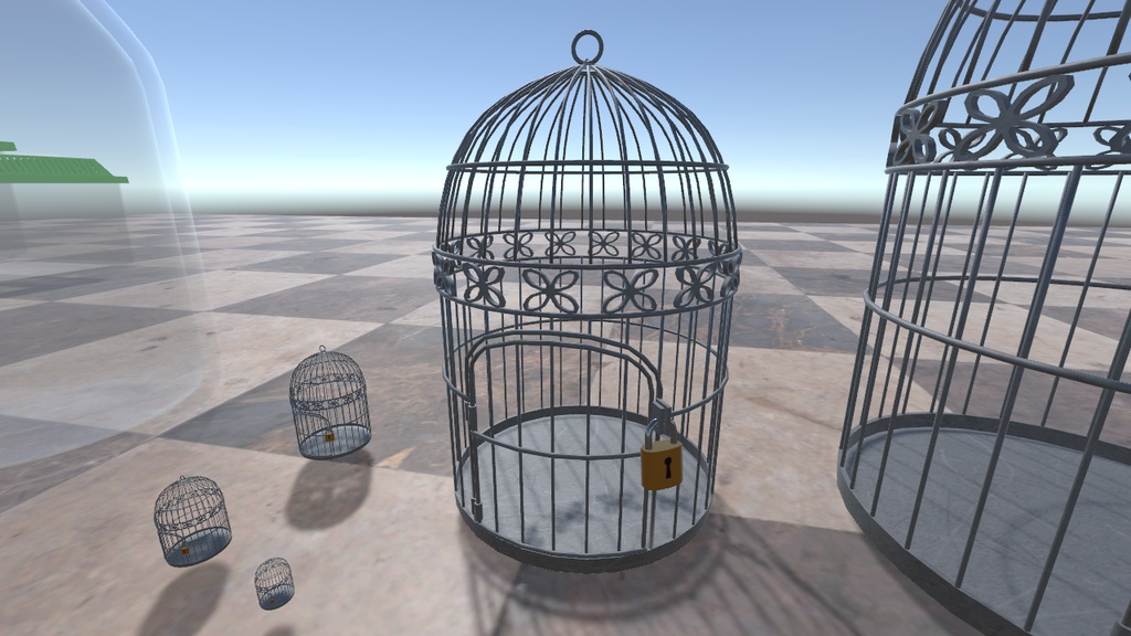 【VRChat】人を閉じ込められる小瓶+虫かご+鳥かご