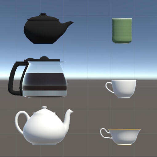 【VRChat想定】コーヒー・緑茶・紅茶3種飲み物システムセット