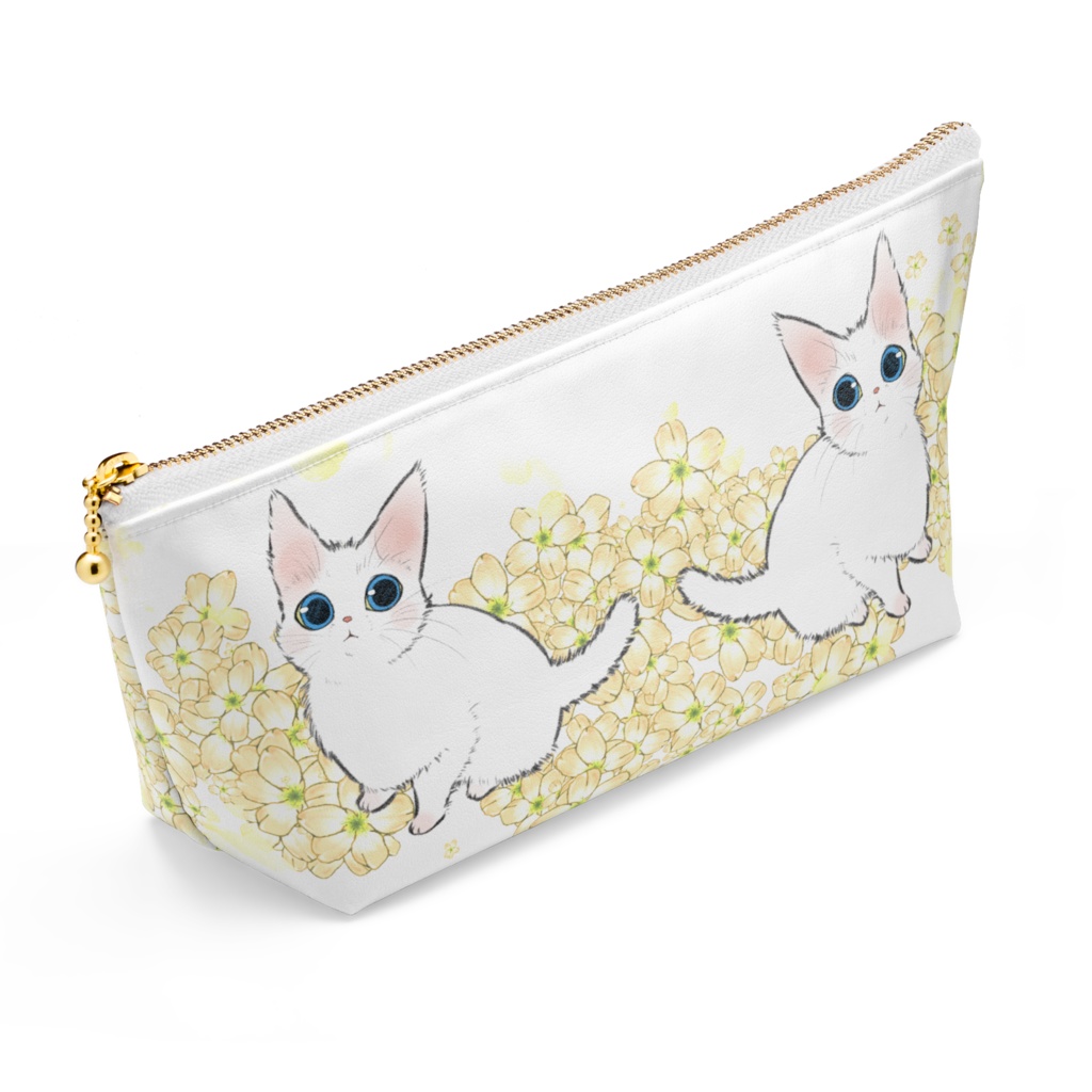 猫のしろしろポーチ(黄