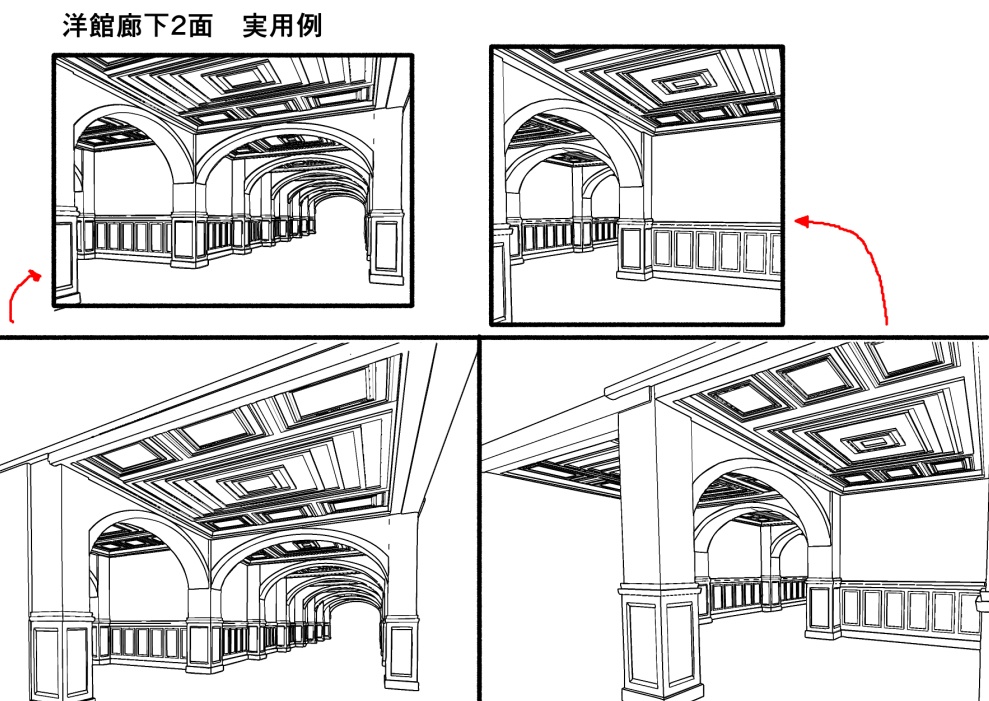 洋館廊下(クリスタ用3D)