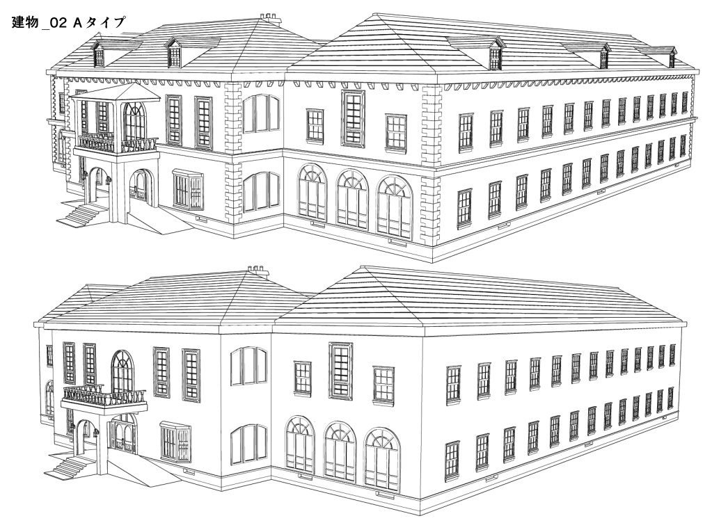 洋館風建物3点セット
