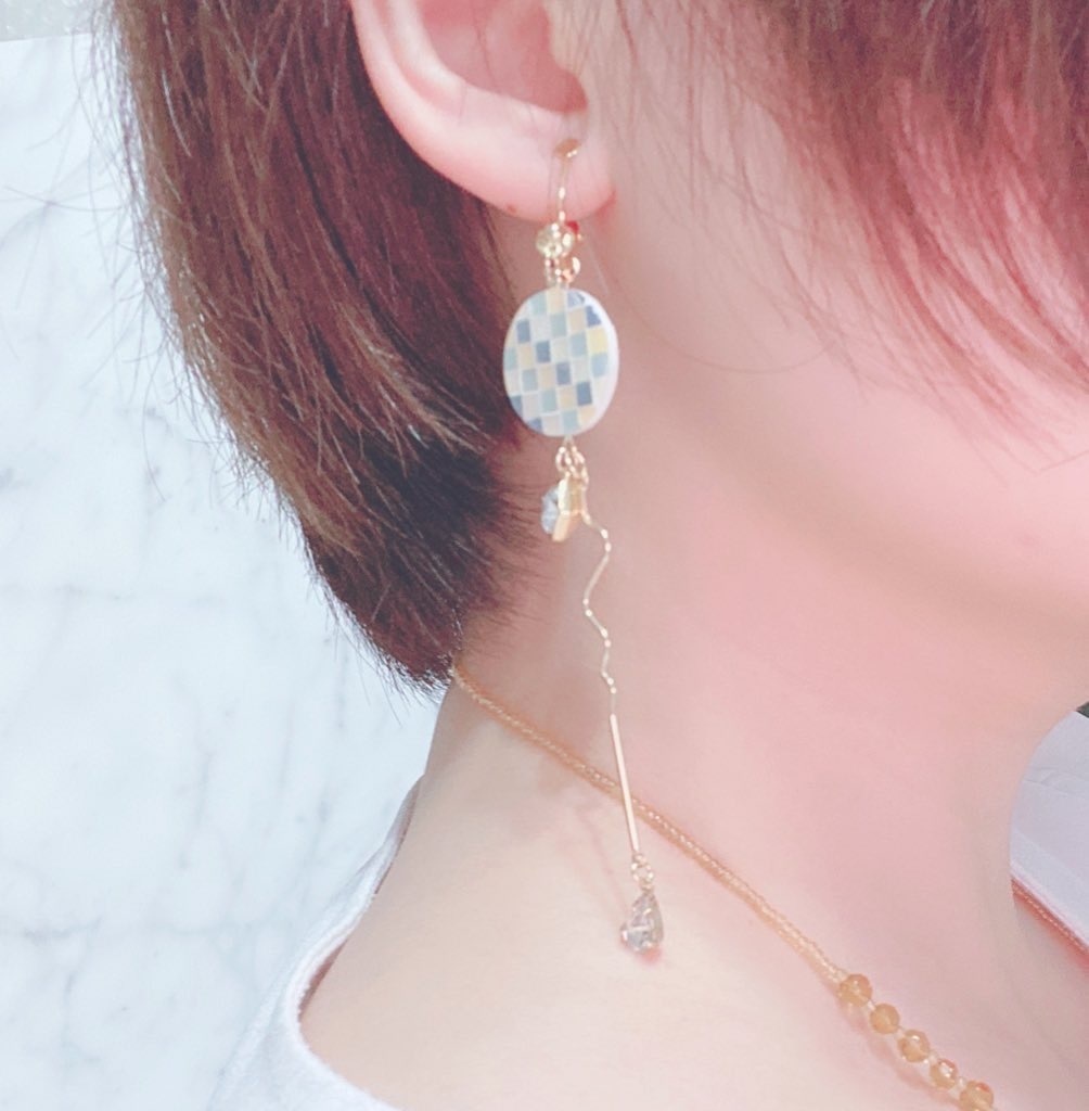 赤安モザイクタイルイヤリング・ピアス