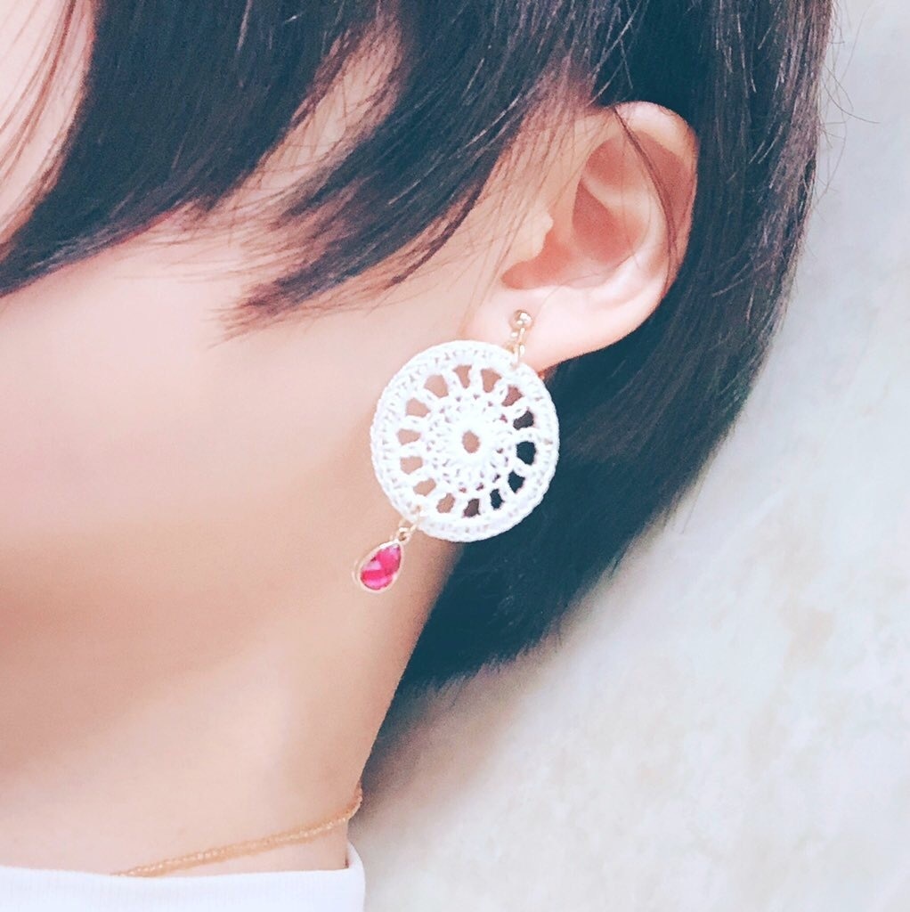 赤安レースイヤリング・ピアス