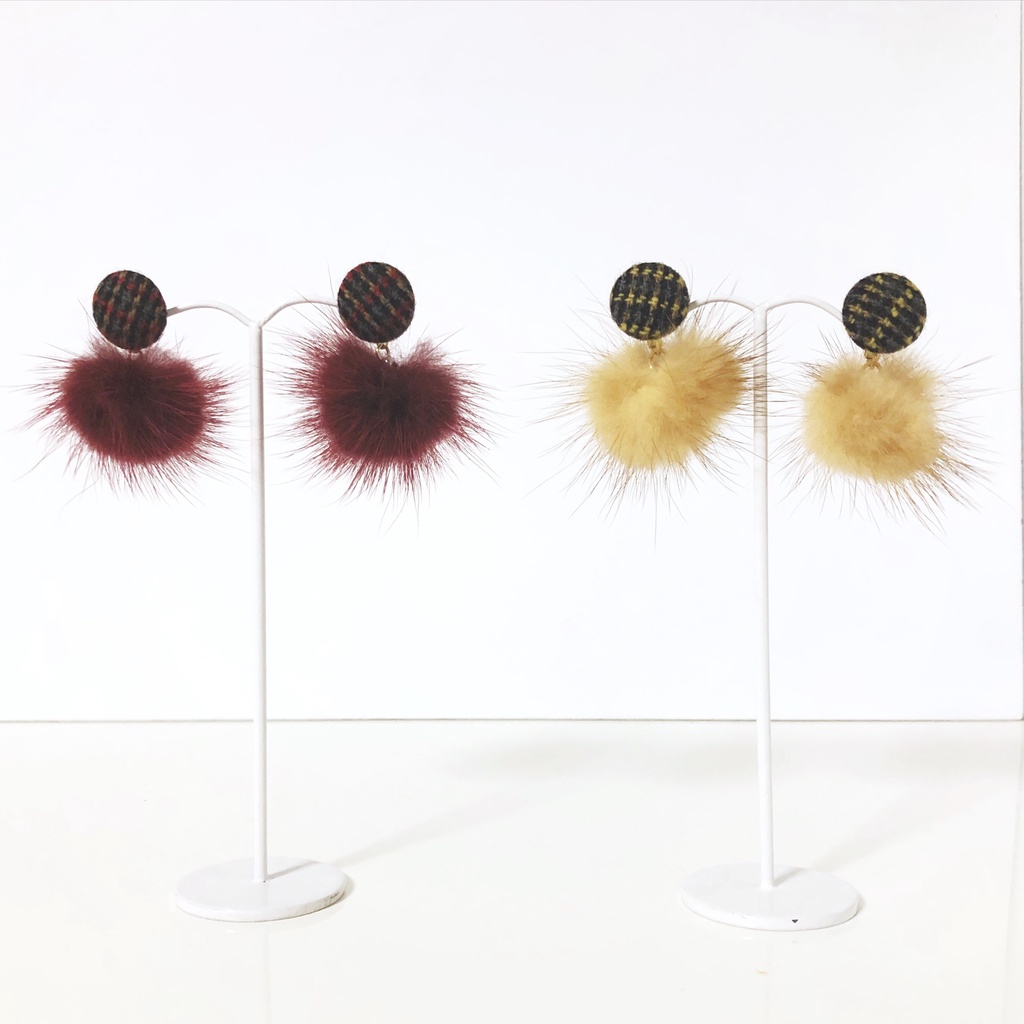 冬のミンクファー×くるみボタンイヤリング・ピアス赤井・安室イメージ