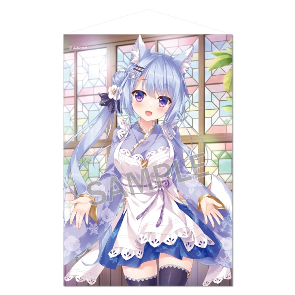 【あめとゆき】B2タペストリー 和メイドキツネさん