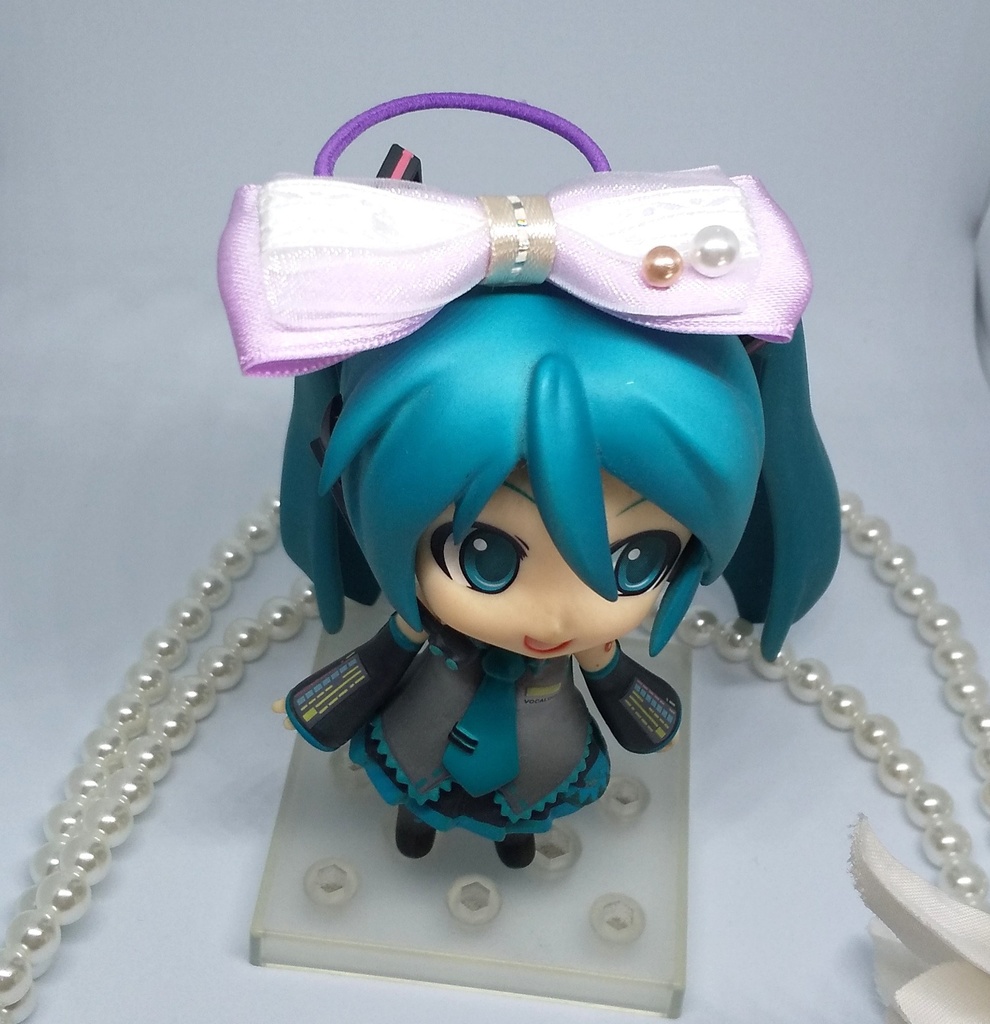 パール付き パープルリボン【もちマス・ねんどろいど・ぬい 小物】