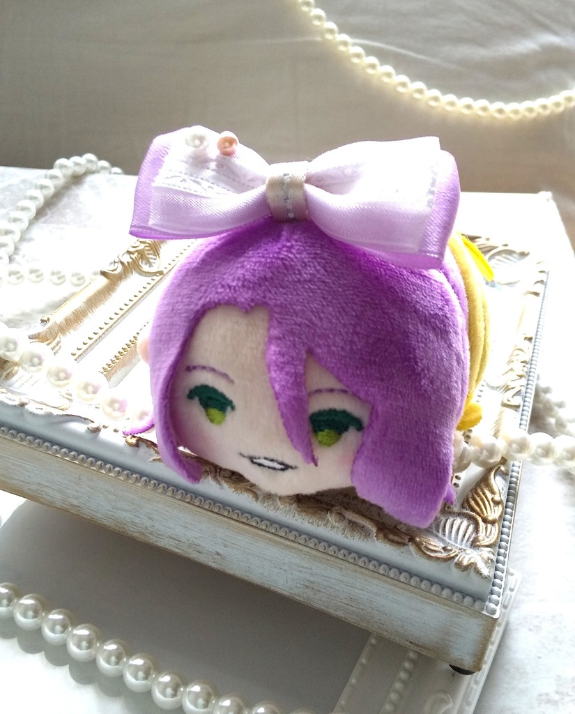 パール付き パープルリボン【もちマス・ねんどろいど・ぬい 小物】