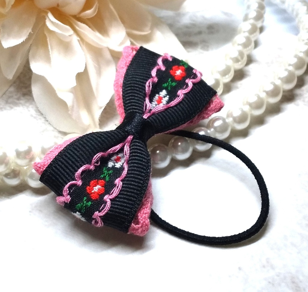 ピンク×ブラックリボン【もちマス・ねんどろいど・ぬい 小物】