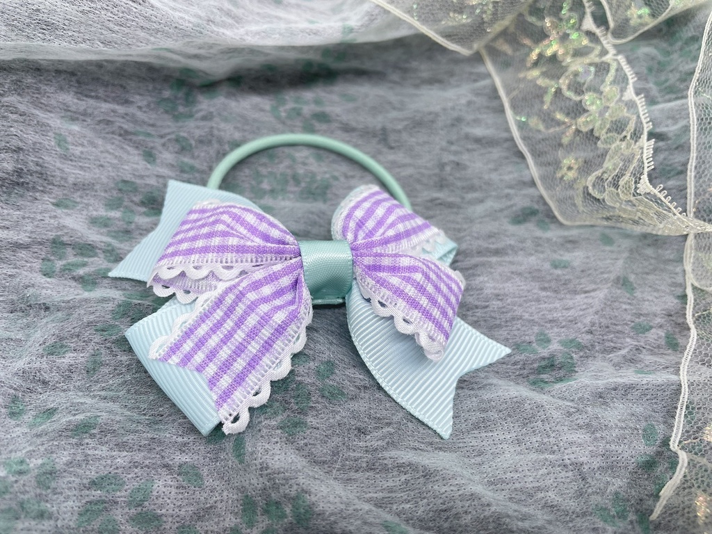 パープル×ブルー リボン【もちマス・ねんどろいど・ぬい 小物】