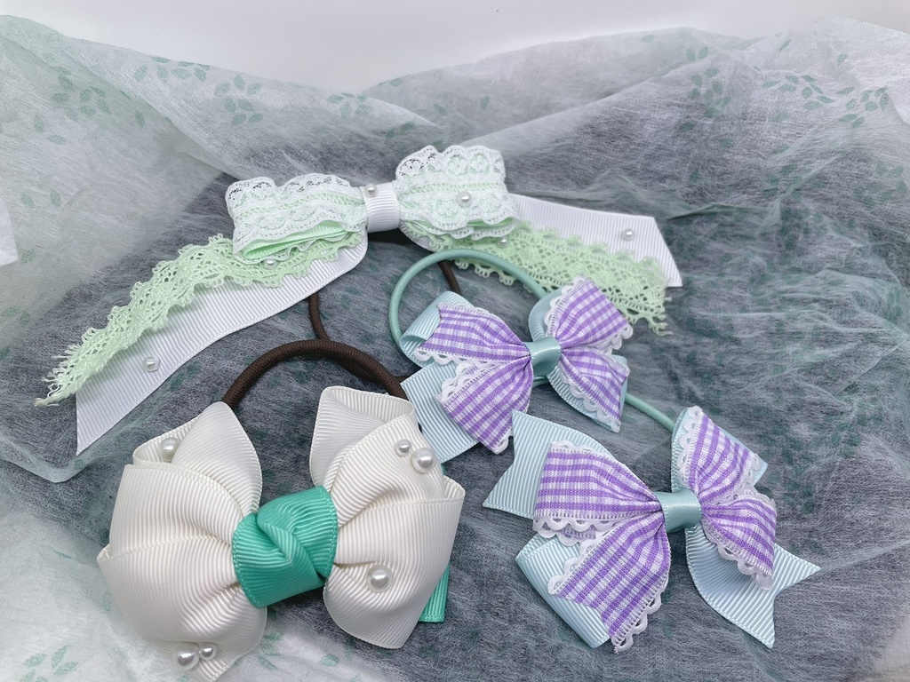 パープル×ブルー リボン【もちマス・ねんどろいど・ぬい 小物】