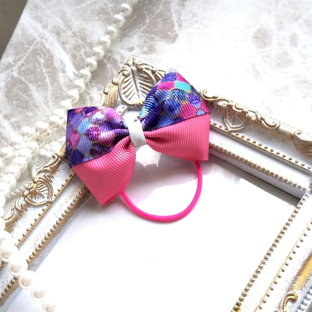 パープル鱗柄リボン