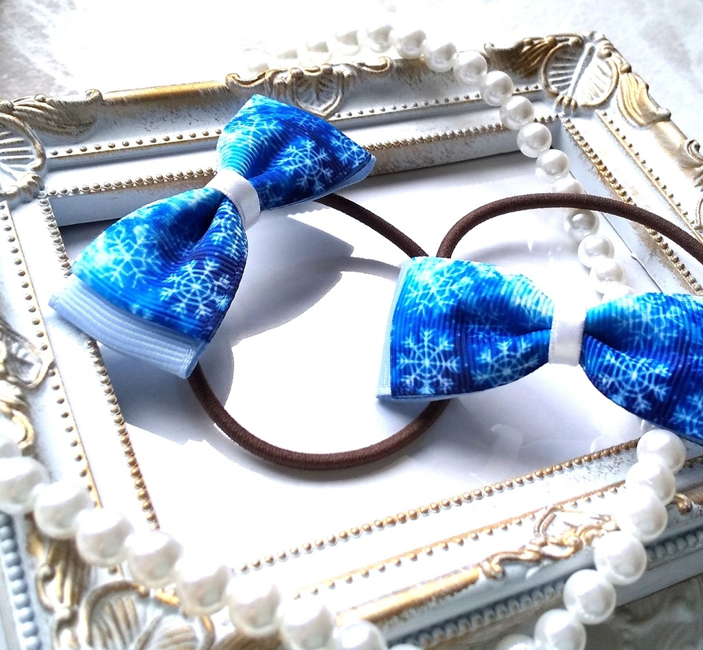 雪の結晶柄 ブルーリボン【もちマス・ねんどろいど・ぬい 小物】