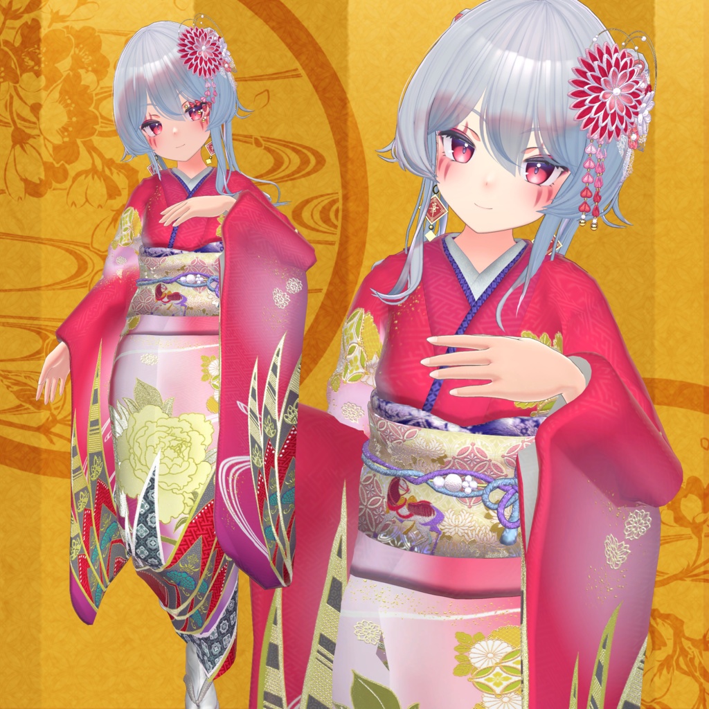 【MA設定済】複数アバター向け衣装「振袖」