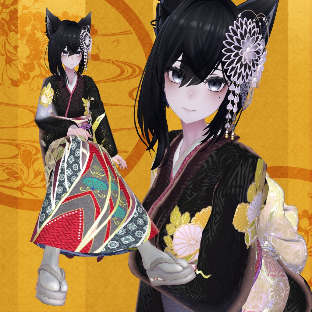 【MA設定済】複数アバター向け衣装「振袖」