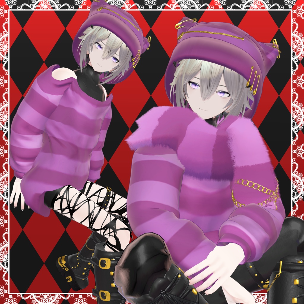 【MA設定済】複数アバター向け衣装「チェシャ猫パンク」