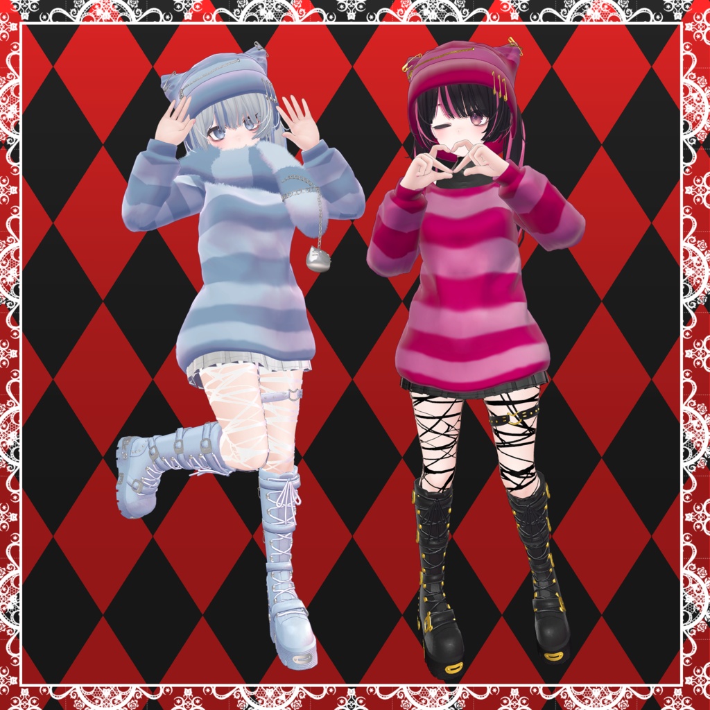 【MA設定済】複数アバター向け衣装「チェシャ猫パンク」