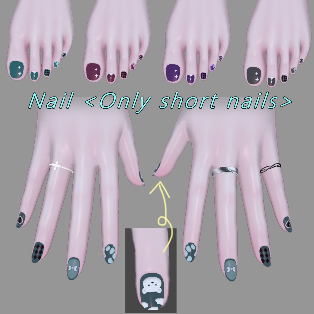 【Free】Nail Color Texture[Only short] for Airi