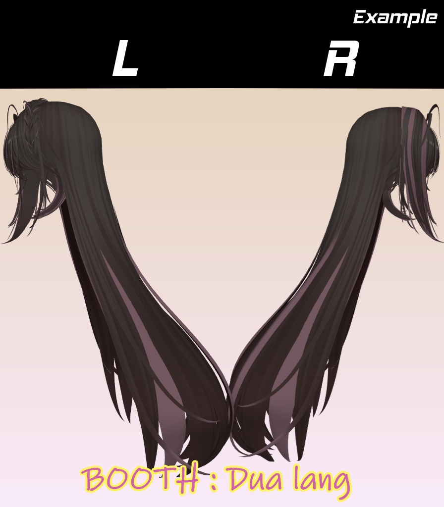 【ポイントリボン ロングヘア】Mask、Main color2Texture