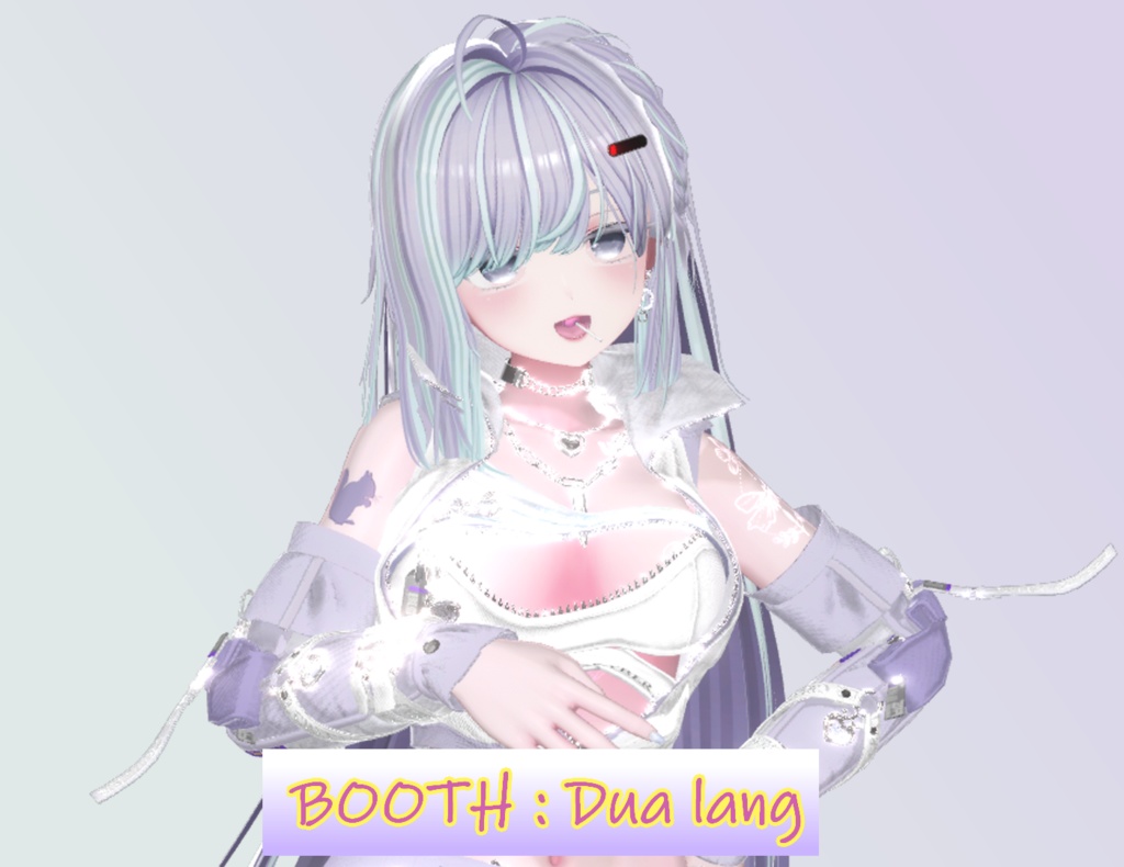 【ポイントリボン ロングヘア】Mask、Main color2Texture