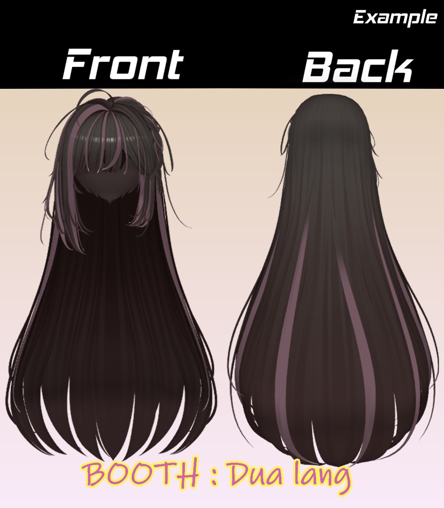【ポイントリボン ロングヘア】Mask、Main color2Texture