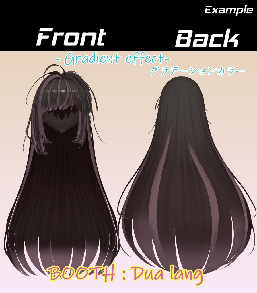 【ポイントリボン ロングヘア】Mask、Main color2Texture