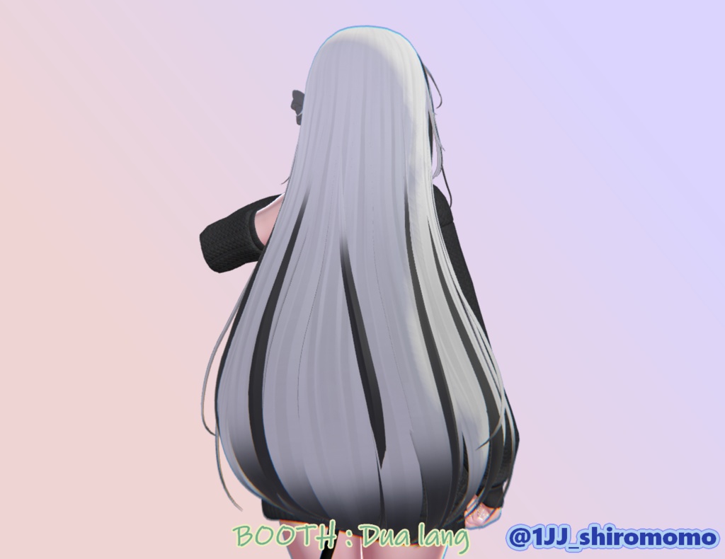 【ポイントリボン ロングヘア】Mask、Main color2Texture