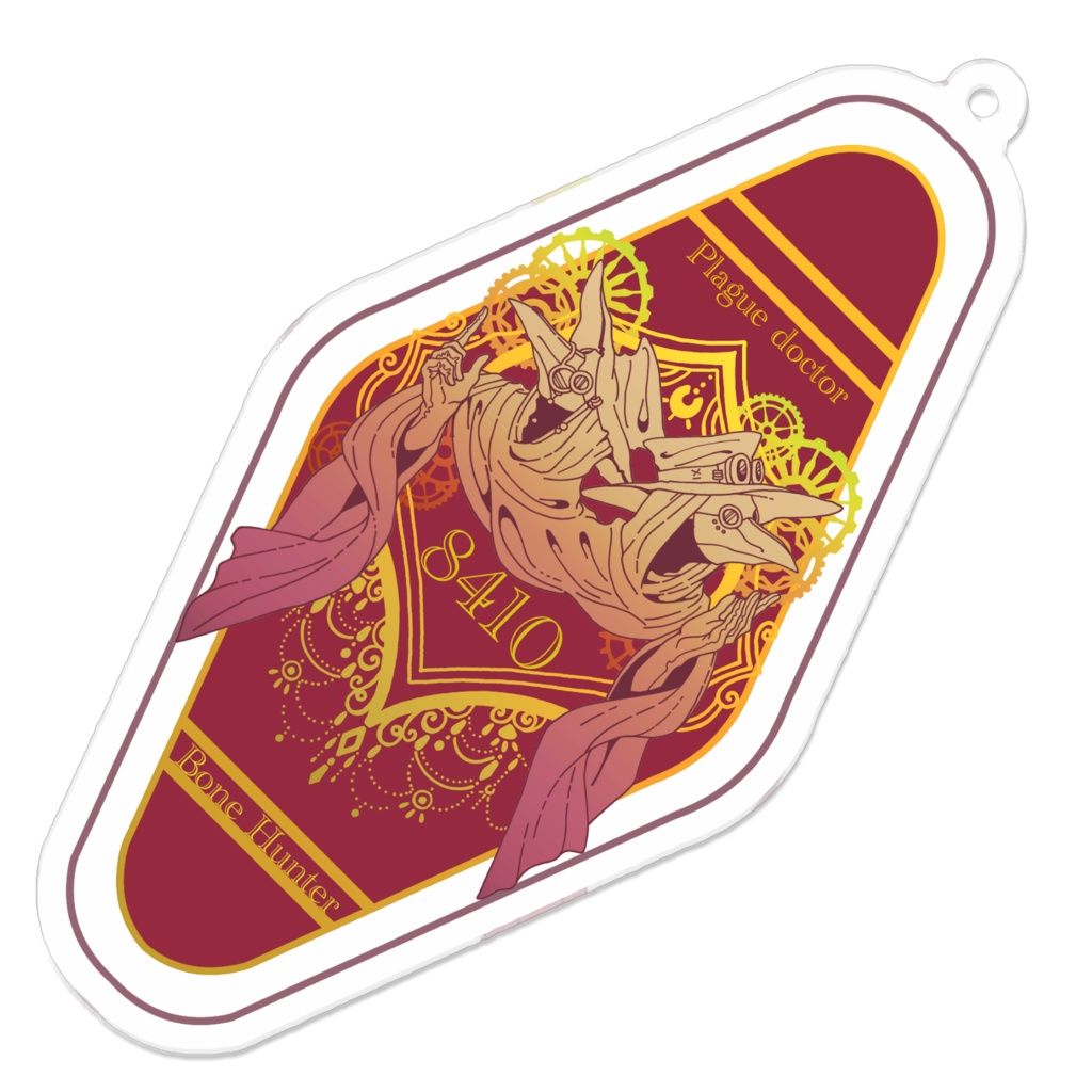 モーテルキー風アクリルキーホルダー(ペスト医師)