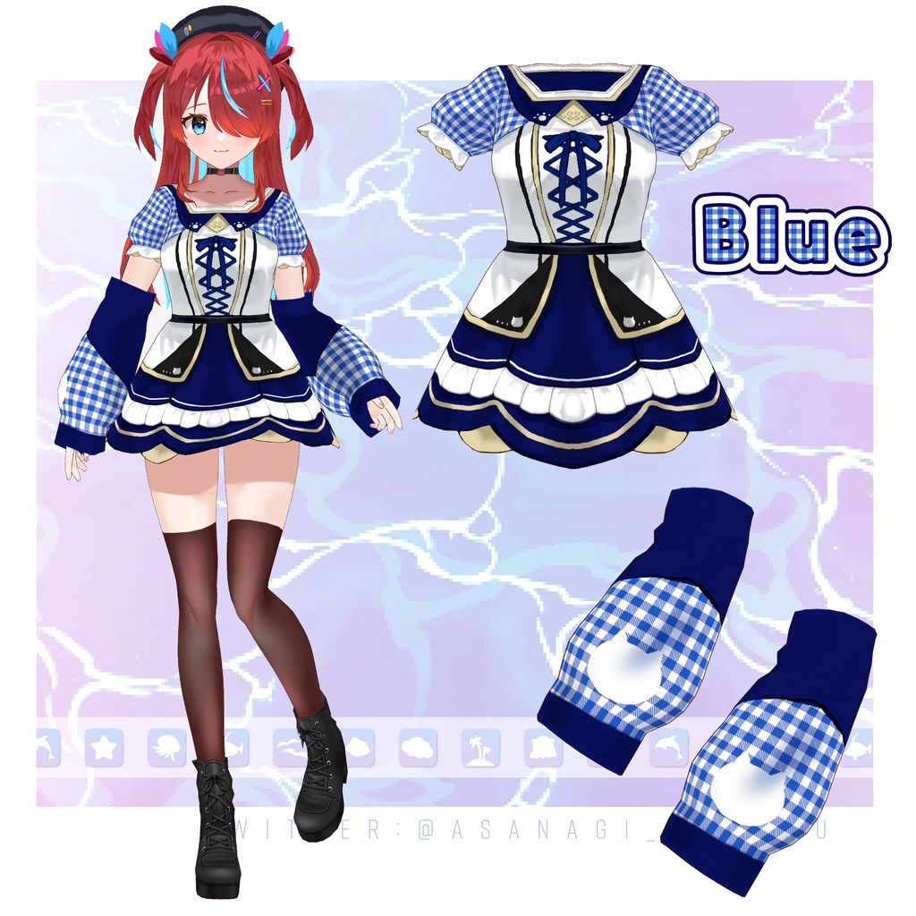 【VRoid】ねこギンガムチェックワンピース