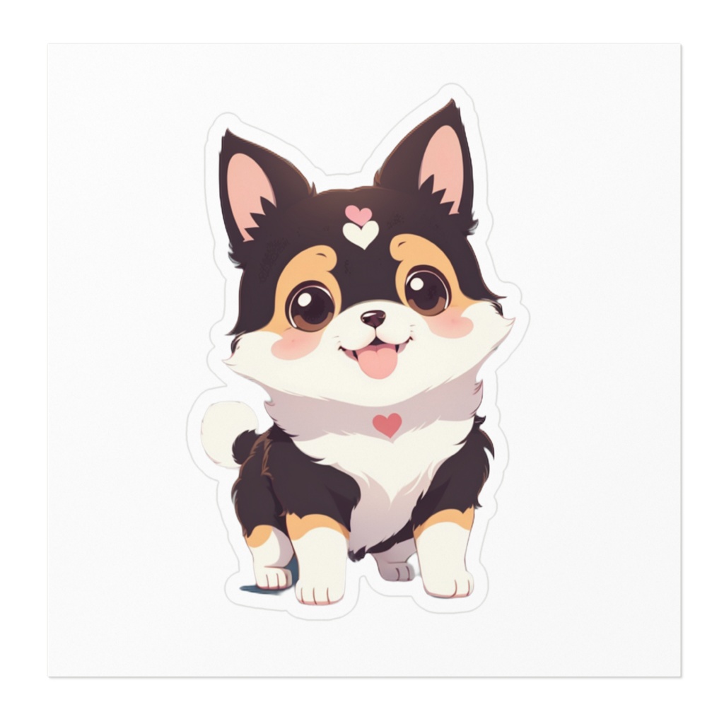 かわいい子犬のイラストステッカー