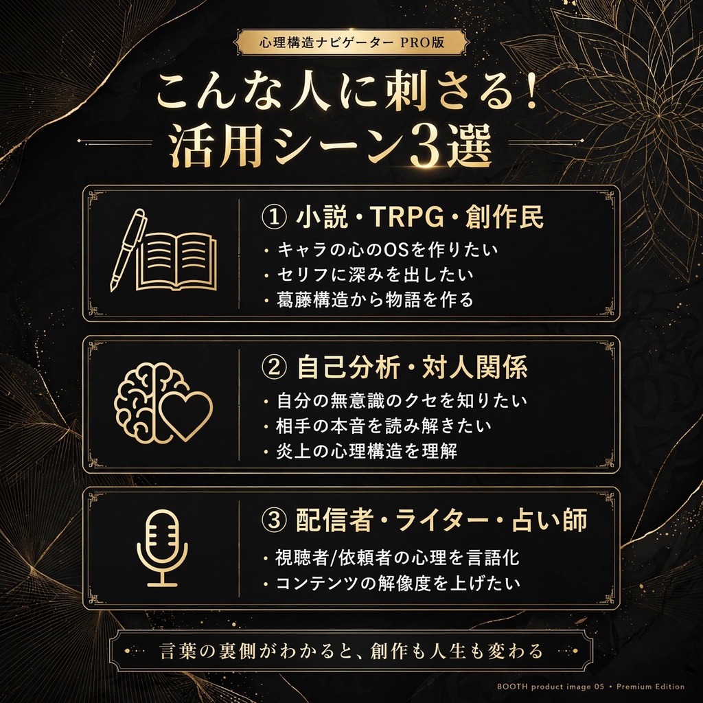 【AIプロンプト】心理構造ナビゲーター PRO版 - 心のOSを読み解く創作・対人分析ツール / ChatGPT Claude Gemini対応