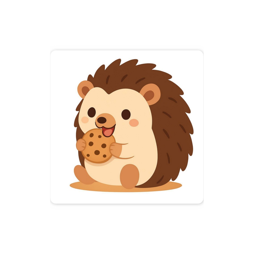 クッキーをたべるハリネズミ　ステッカー｜もぐもふ