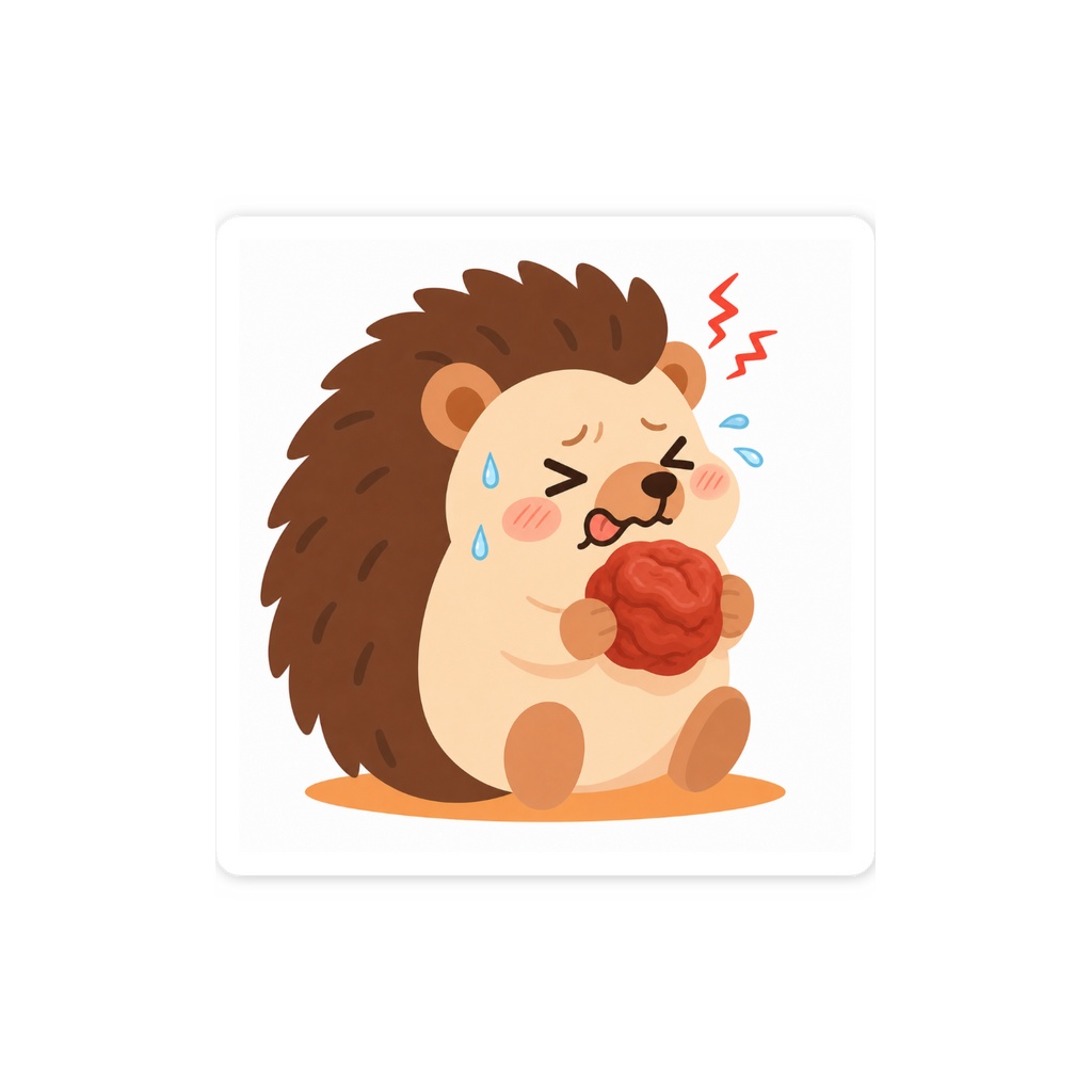 うめぼしをたべるハリネズミ ステッカー|もぐもふ