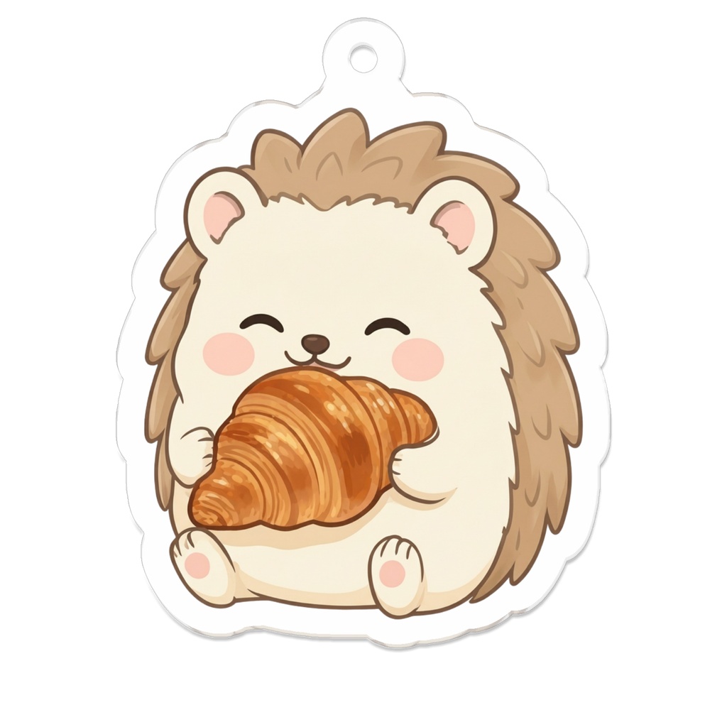 クロワッサンをたべるハリネズミ アクリルキーホルダー|もぐもふ