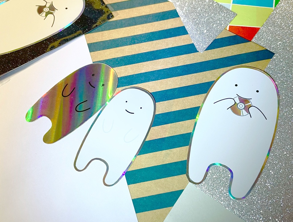 【ステッカー】きらきらおばけシール2枚セット(ホログラム)