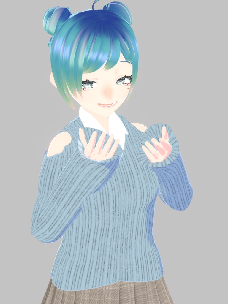 【無料あり】肩空きリブニットトップス【Vroid用トップス】