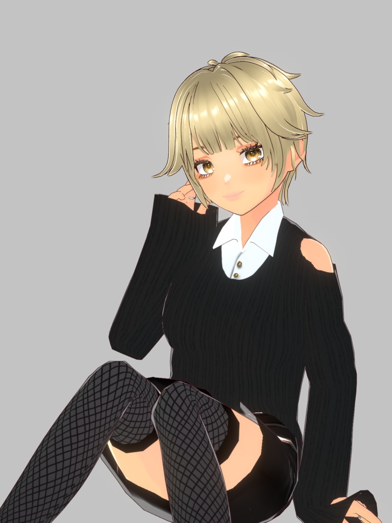 【無料あり】肩空きリブニットトップス【Vroid用トップス】