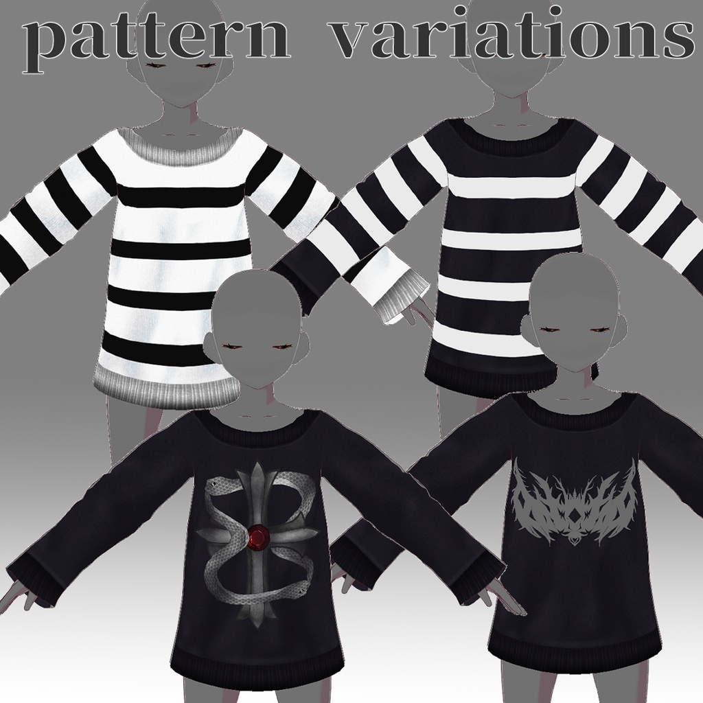【release sale!1200JPY→900JPY】oversized knit outfit【VRoid】