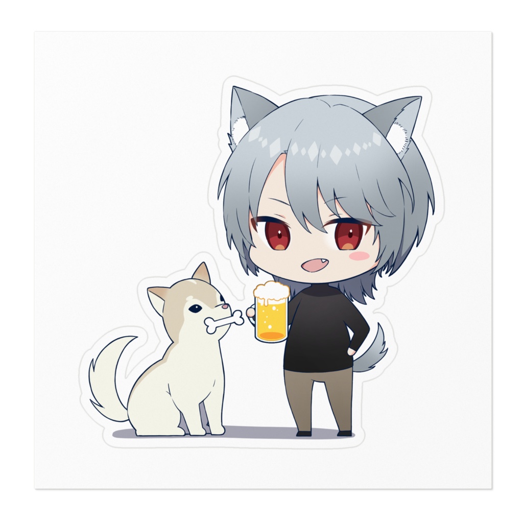 のぢ&ハク飲んだくれステッカー