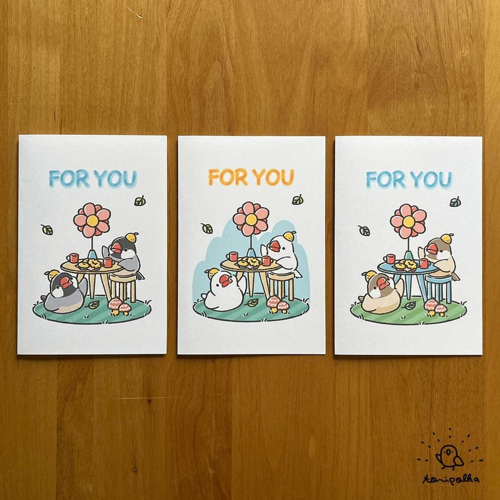 グリーティングカード セキセイ オカメ 文鳥 8種