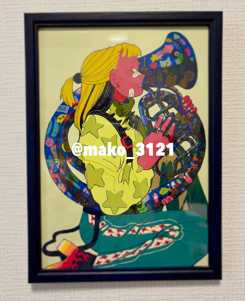 オリジナルイラスト 額装アート(A4)「Sousaphone」
