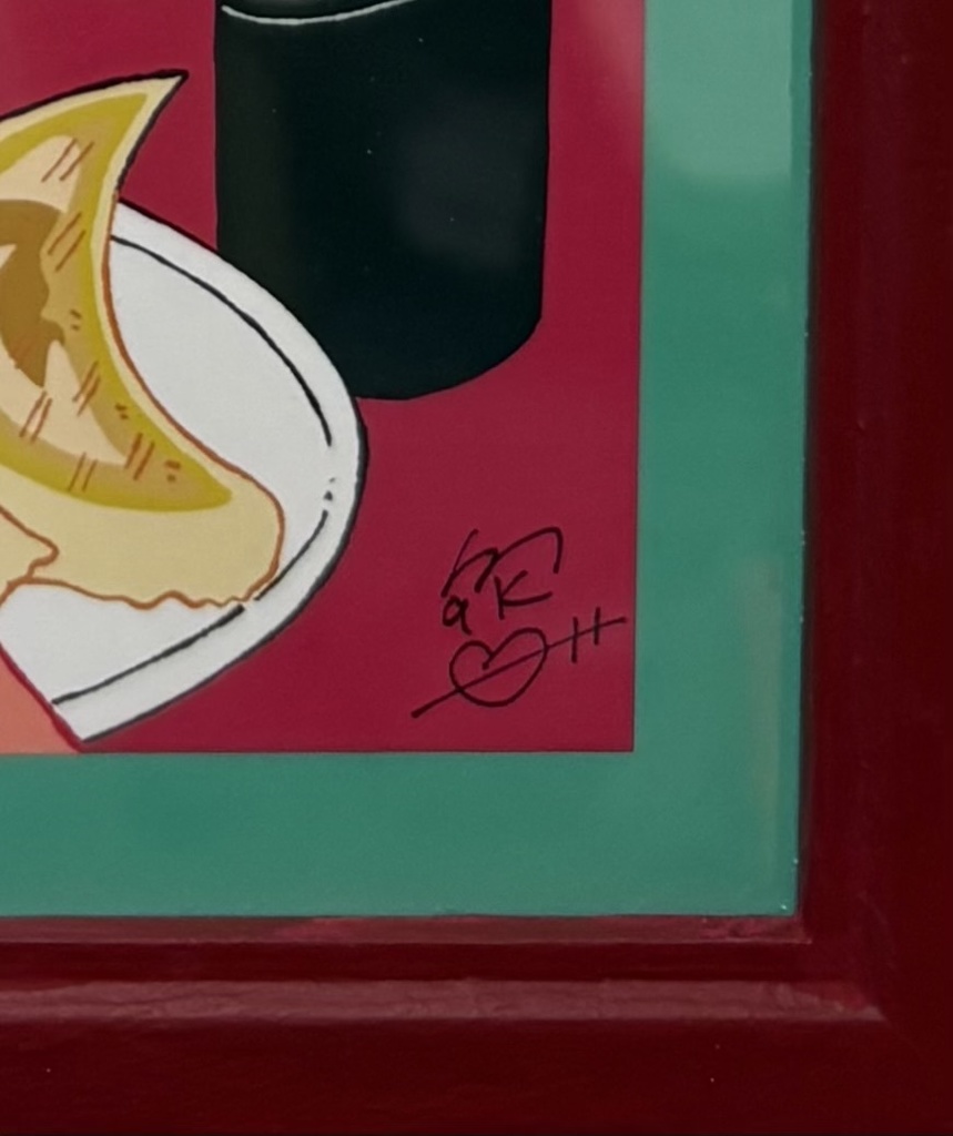 オリジナルイラスト 額装アート(A4)「餃子はお米があるともっとおいしいのよ」