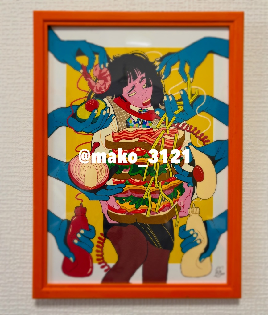 オリジナルイラスト 額装アート(A4)「HELP!!」