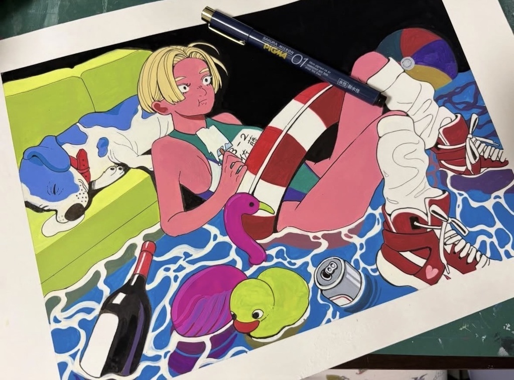 原画イラスト「夏に浸る」